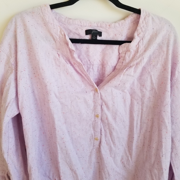 J.Crew Open V-Neck Shirt in Donegal Flannel Blouse - Picture 5 of 6